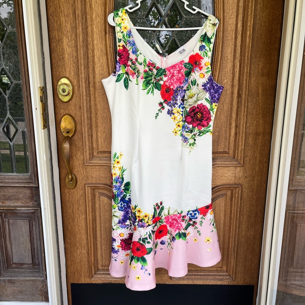 VENUS Floral Dress with Red and Pink Accents